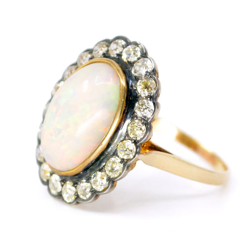 Bague 56 Bague de style victorien avec opale et diamants, en or 14k et argent 58 Facettes 5BD717A4E0434000A62C48C4D1F0D6B5