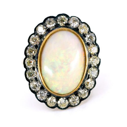 Bague 56 Bague de style victorien avec opale et diamants, en or 14k et argent 58 Facettes 5BD717A4E0434000A62C48C4D1F0D6B5