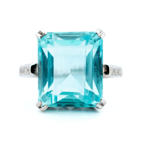 Bague 57 Bague cocktail en or 14k, aigue-marine et diamants taille simple 58 Facettes 56804C8A2C0140B9916E2BB93D126989