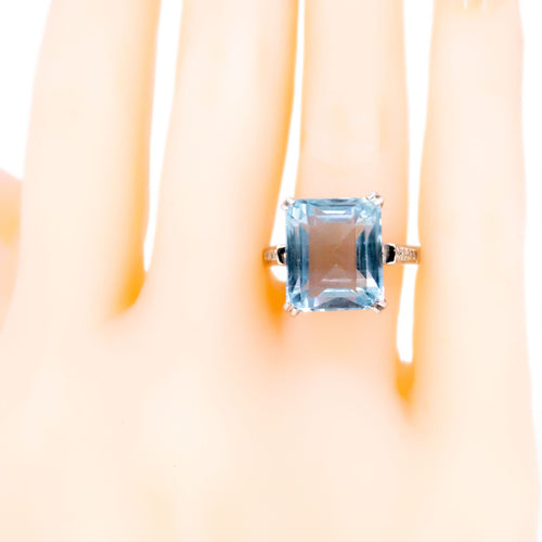 Bague 57 Bague cocktail en or 14k, aigue-marine et diamants taille simple 58 Facettes 56804C8A2C0140B9916E2BB93D126989