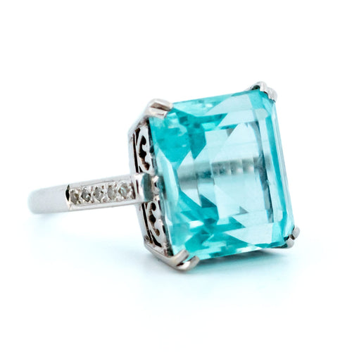 Bague 57 Bague cocktail en or 14k, aigue-marine et diamants taille simple 58 Facettes 56804C8A2C0140B9916E2BB93D126989