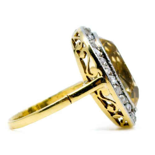 Bague 54 Bague cluster en or 14k et platine avec citrine et diamants 58 Facettes 959BCD1173974A01AF9D8F60AEEE7591