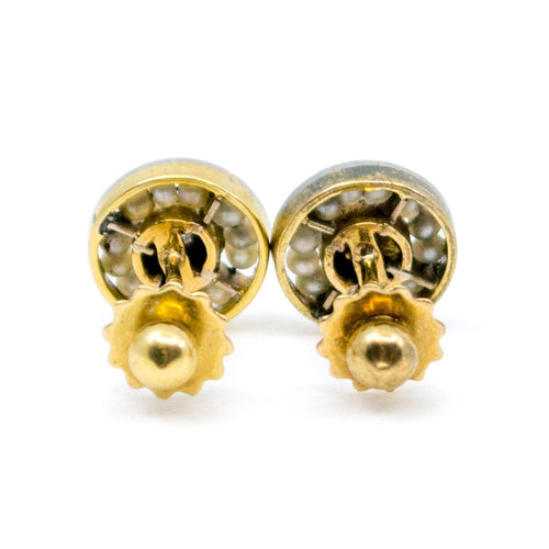 Boucles d'oreilles Boucles d’oreilles en grappe - Or 18k, diamants taille ancienne et perles de semence 58 Facettes 64A8BB51890E4B569B32B03E62D197B0