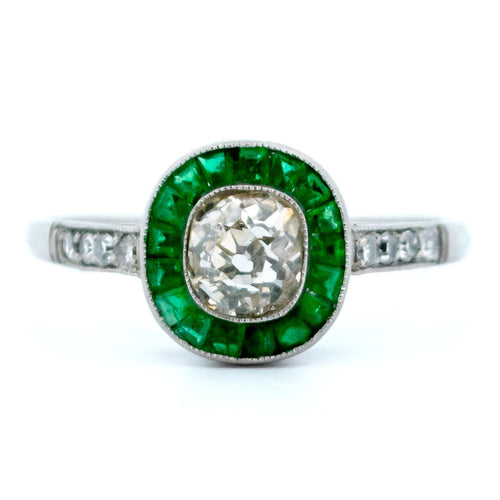 Bague 54 Bague halo en platine, émeraudes et diamants 58 Facettes 05BD5AD7D3304DC6B1AAC3B2841A7E82
