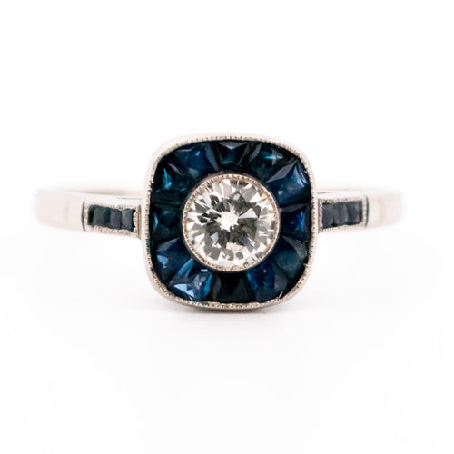 Bague 54 Sun Burst - Bague en platine, diamant taille brillant et saphirs 58 Facettes 801E8C13D99B40A7B7FEA2586DB6D113