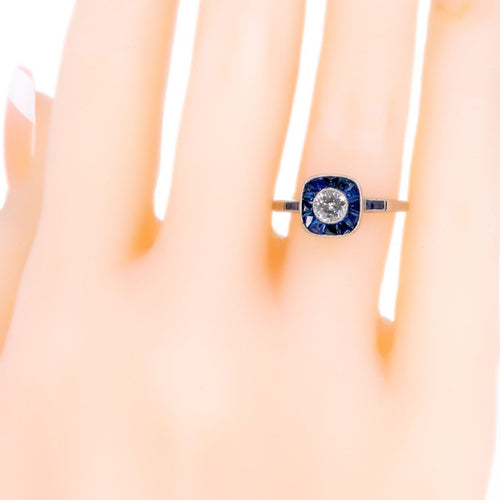 Bague 54 Sun Burst - Bague en platine, diamant taille brillant et saphirs 58 Facettes 801E8C13D99B40A7B7FEA2586DB6D113
