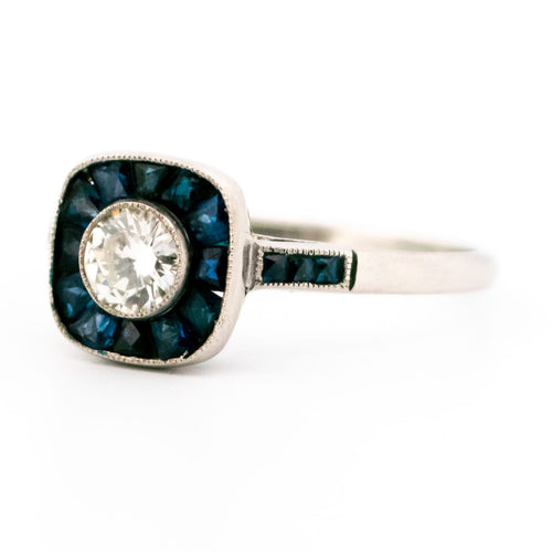 Bague 54 Sun Burst - Bague en platine, diamant taille brillant et saphirs 58 Facettes 801E8C13D99B40A7B7FEA2586DB6D113