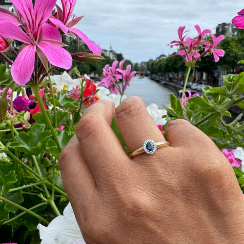 Bague 54 Bague en or jaune et blanc 14k avec saphir et diamants 58 Facettes CA34E527832B473BBF0A2AB641D861F2