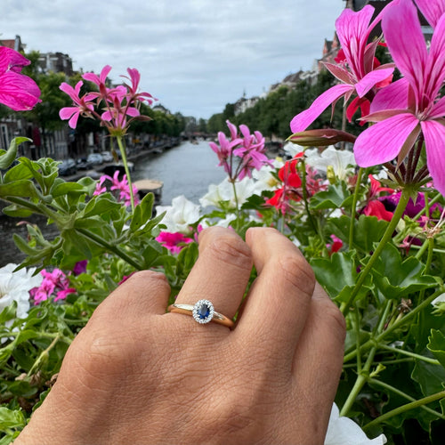 Bague 54 Bague en or jaune et blanc 14k avec saphir et diamants 58 Facettes CA34E527832B473BBF0A2AB641D861F2
