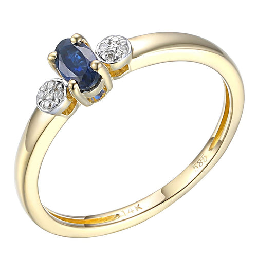 Bague 56 Bague trilogie en or jaune 14k, saphir ovale et diamants 58 Facettes 0BE2E0027AF249D8961C62CA7CE47B17
