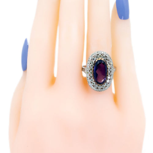 Bague 54 Bague Art déco en platine, améthyste et diamants taille brillant à double halo 58 Facettes D4B77FAC2B614C0F86B02F2280A9B79C