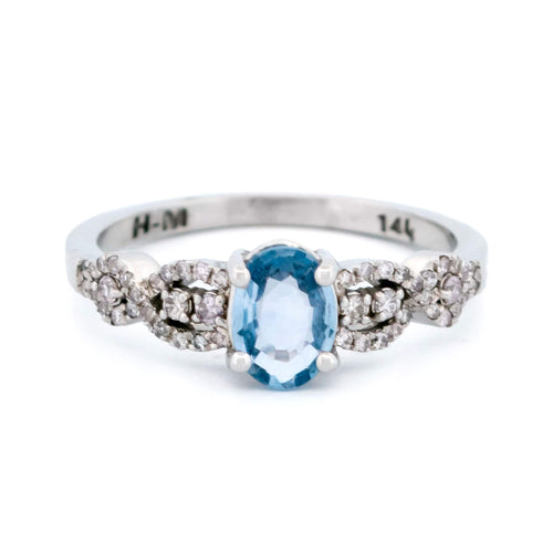 Bague 55 Bague en or blanc 14k avec saphir et diamants rose fancy clair 58 Facettes F08563CF695A4289BC09CAD6524826AC