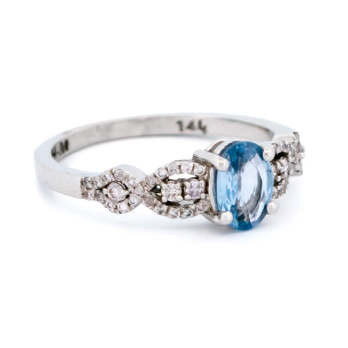 Bague 55 Bague en or blanc 14k avec saphir et diamants rose fancy clair 58 Facettes F08563CF695A4289BC09CAD6524826AC