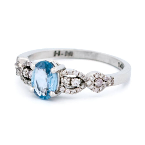 Bague 55 Bague en or blanc 14k avec saphir et diamants rose fancy clair 58 Facettes F08563CF695A4289BC09CAD6524826AC