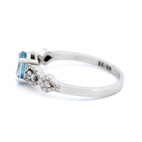 Bague 55 Bague en or blanc 14k avec saphir et diamants rose fancy clair 58 Facettes F08563CF695A4289BC09CAD6524826AC