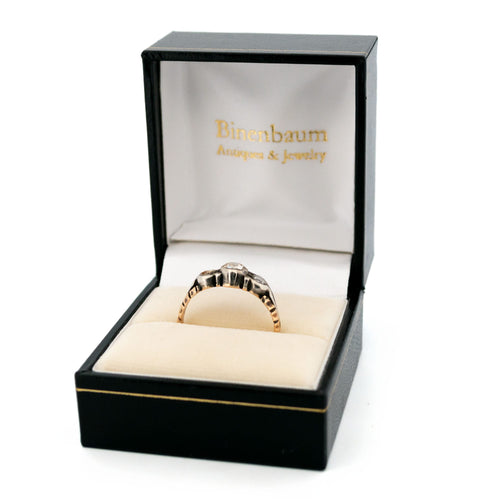 Bague 56 Bague trilogie en or jaune 14k et argent, diamants taille rose 58 Facettes 7F0D095BB9C4412DB0BF9781070A1B8A