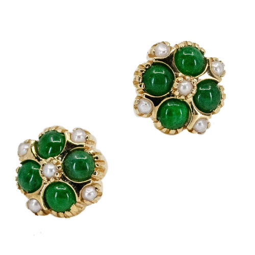 Boucles d'oreilles Boucles d’oreilles - Motif quadrilobé, or 14k, jade et perles 58 Facettes C47F4EC7D3DE4BBEB02B6BB39B364BA3