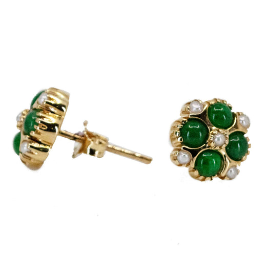 Boucles d'oreilles Boucles d’oreilles - Motif quadrilobé, or 14k, jade et perles 58 Facettes C47F4EC7D3DE4BBEB02B6BB39B364BA3