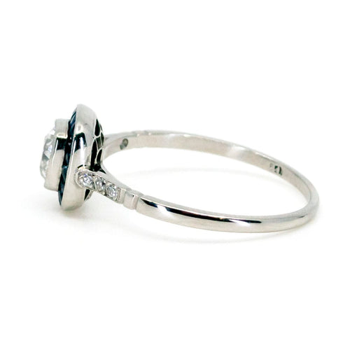 Bague 55 Bague halo en platine, diamants et saphirs 58 Facettes C3A10E2FADA749AA9DACD16984E79745