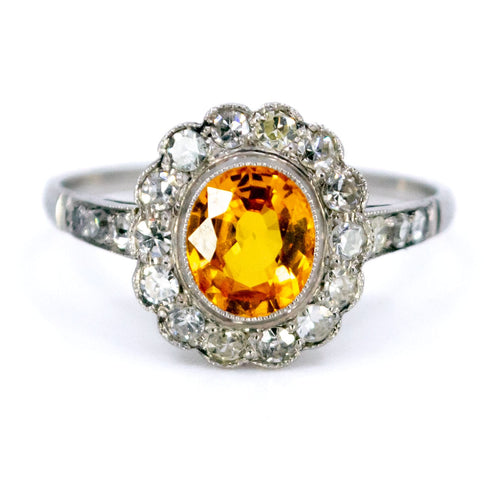 Bague 54 Bague Art déco en platine, saphir jaune et diamants taille simple 58 Facettes 00CFFD7AC3F8433FB997B9C97C256244