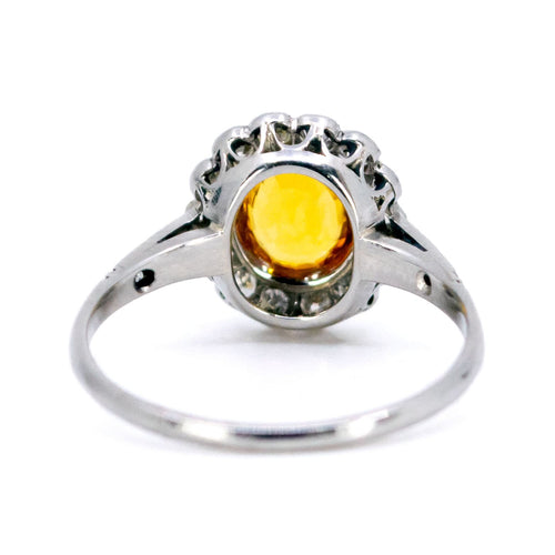 Bague 54 Bague Art déco en platine, saphir jaune et diamants taille simple 58 Facettes 00CFFD7AC3F8433FB997B9C97C256244