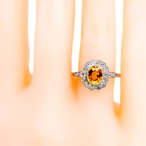 Bague 54 Bague Art déco en platine, saphir jaune et diamants taille simple 58 Facettes 00CFFD7AC3F8433FB997B9C97C256244