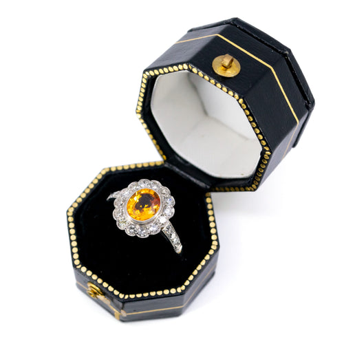 Bague 54 Bague Art déco en platine, saphir jaune et diamants taille simple 58 Facettes 00CFFD7AC3F8433FB997B9C97C256244