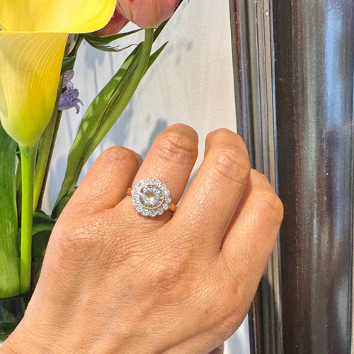 Bague 53 Bague en or jaune et blanc 14k, aigue-marine et diamants 58 Facettes 5F55EA1EF0754070A3605332A4EF245D