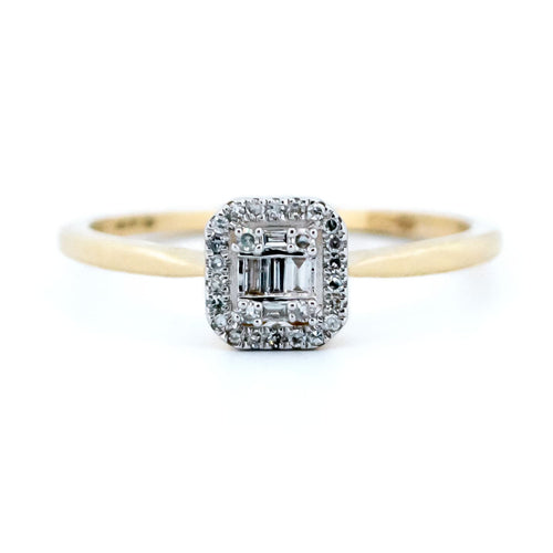 Bague 54 Bague en or 14 carats avec diamants taille baguette et brillant 58 Facettes D5CFA090E63940BCB0DF13EB298B4BDB