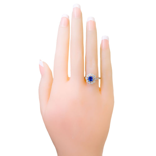 Bague 55 Bague en platine, saphir et diamants taille brillant 58 Facettes 5EAD199AE35F47E0A93A439422925D8A