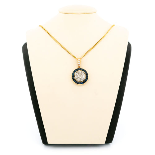 Pendentif Pendentif halo en or jaune 18k, diamants et saphirs 58 Facettes D9F99CA41C4F4EEAB5B6C577DAFF9F76