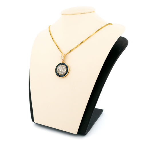 Pendentif Pendentif halo en or jaune 18k, diamants et saphirs 58 Facettes D9F99CA41C4F4EEAB5B6C577DAFF9F76