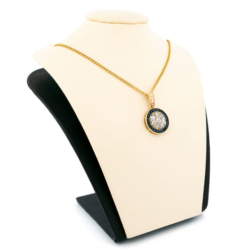 Pendentif Pendentif halo en or jaune 18k, diamants et saphirs 58 Facettes D9F99CA41C4F4EEAB5B6C577DAFF9F76