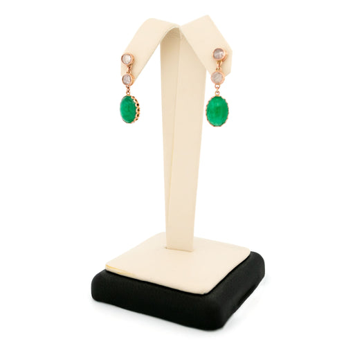 Boucles d'oreilles Boucles d’oreilles pendantes - Émeraudes et diamants taille rose en or 14k 58 Facettes 8060EC94C1E44A3E8465489D27AE75AD