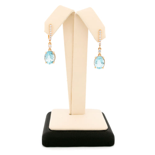 Boucles d'oreilles Boucles d’oreilles pendantes en or 14k, aigues-marines et diamants 58 Facettes AB78EF07281947C1881D6D4044938865
