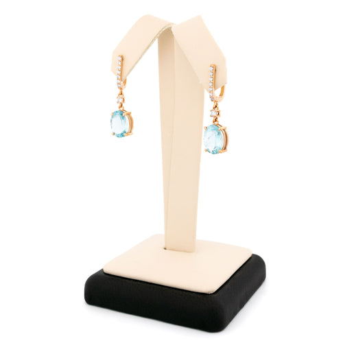 Boucles d'oreilles Boucles d’oreilles pendantes en or 14k, aigues-marines et diamants 58 Facettes AB78EF07281947C1881D6D4044938865