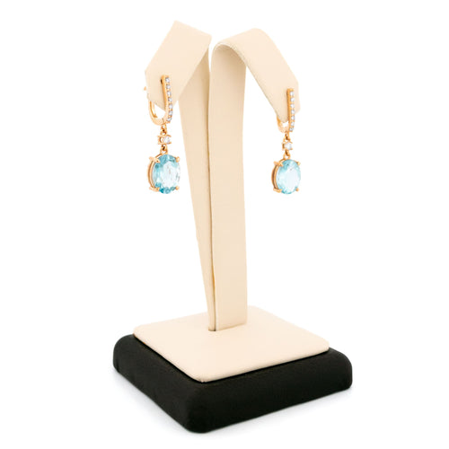 Boucles d'oreilles Boucles d’oreilles pendantes en or 14k, aigues-marines et diamants 58 Facettes AB78EF07281947C1881D6D4044938865