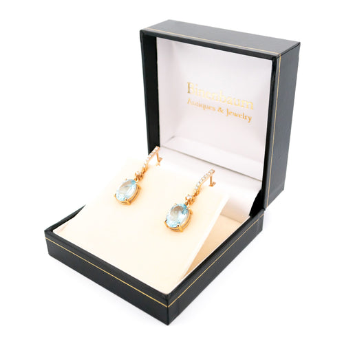 Boucles d'oreilles Boucles d’oreilles pendantes en or 14k, aigues-marines et diamants 58 Facettes AB78EF07281947C1881D6D4044938865