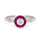 Bague 54 Bague halo en platine, diamant taille brillant et rubis 58 Facettes 313234AFD81747F2806371784A2DCAA9