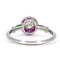 Bague 54 Bague halo en platine, diamant taille brillant et rubis 58 Facettes 313234AFD81747F2806371784A2DCAA9
