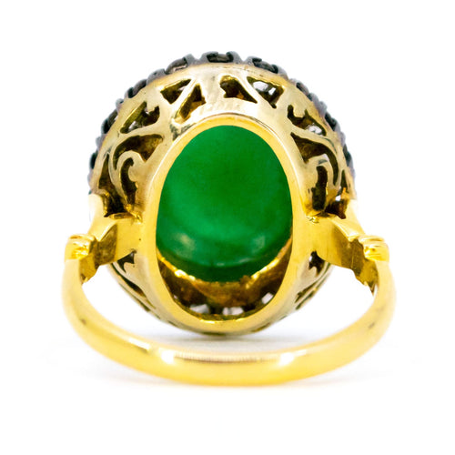 Bague 52 Bague entourage en or jaune 14k et argent 925, émeraude et diamants taille rose 58 Facettes E9F8FB6BD262458893EED162FC2CD578