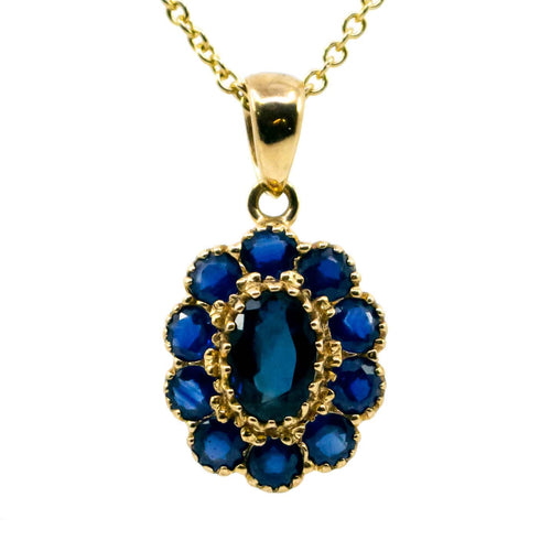 Pendentif Pendentif à motif de grappe en saphirs, or jaune 14k 58 Facettes 76834240139046A39DFA4AE815937A74