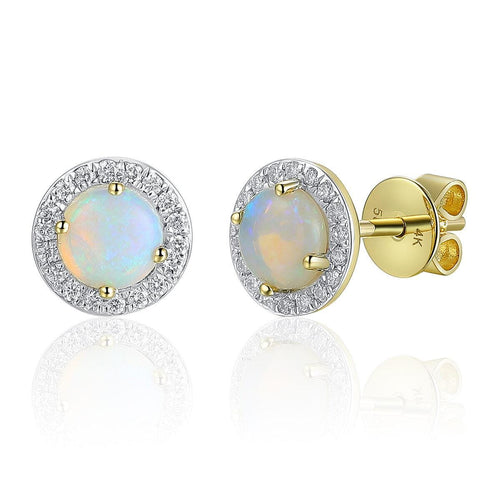 Boucles d'oreilles Boucles d’oreilles en or jaune et blanc 14k, opales et diamants 58 Facettes DD9B09E5FEBF4BD985C0E4738768BB0C