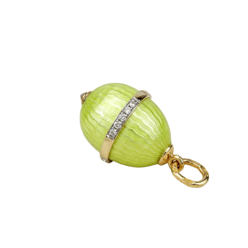 Pendentif œuf vintage émaillé en or 14K et diamants 58 Facettes 2419