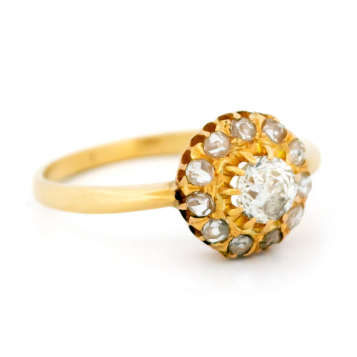 Bague 55 Bague cluster victorienne en or jaune 14k et diamants 58 Facettes E4117372F6B0406A91C1F1747CCBACDB