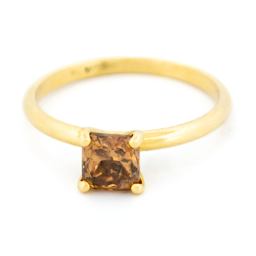 Bague 57 Bague solitaire en or jaune 14k avec diamant naturel orange Fancy 58 Facettes D4FB379FDAB04945A8F4883D05801803