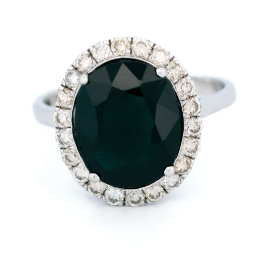 Bague 52.5 Bague à entourage en or blanc 14k, saphir et diamants 58 Facettes F6D65AA4D50F421F918E6A6124712A08