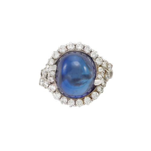 Bague en platine avec saphir Ottu de Ceylan non chauffé 22,04 ct