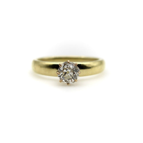 Bague 55 Bague de fiançailles en or 18K et diamant taille ancienne 0,90 ct 58 Facettes