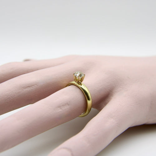 Bague 55 Bague de fiançailles en or 18K et diamant taille ancienne 0,90 ct 58 Facettes